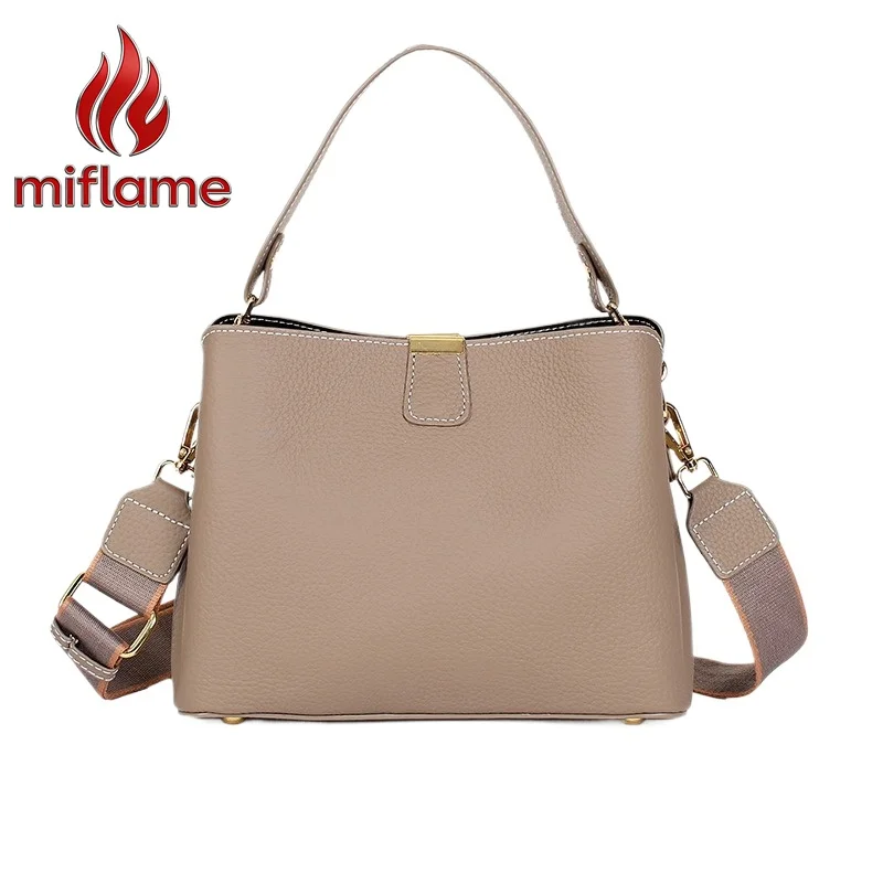 Women's Leather Bucket Bag with Large Capacity for Commute Work