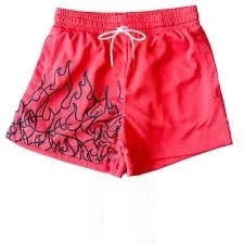 Sommer-Sonderangebot Unisex Mesh Schnelltrocknende Shorts Hip-Hop Flammen-Graffiti-Print Kordelzug Lose Sport-Basketball-Streetwear-Shorts – Detail 4