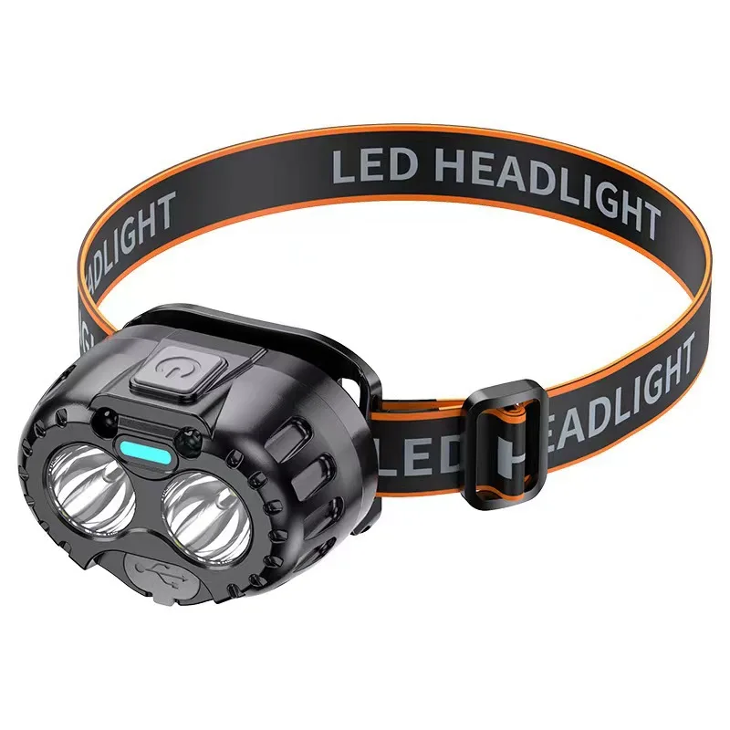 2 Led Strong Light Headlamp USB Rechageable Motion Sensor Headlight Portable Fishing Camping Outdoor Head Lamp Work Flashlight