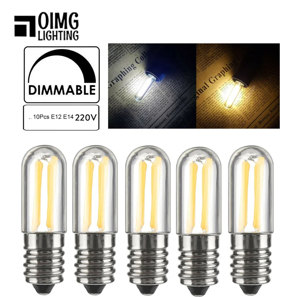 10 ชิ้นหรี่แสงได้ LED หลอดไฟ E12 E14 220 โวลต์ตู้เย็นแสง 1 วัตต์ 2 วัตต์ 4 วัตต์ซังหลอดไฟ