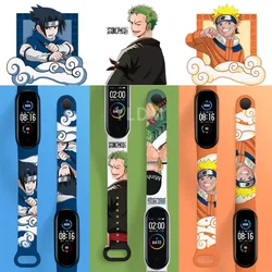 Japanese Anime NARUTO ONE PIECE Strap for Mi Band 6 5 4 3 Couples Cool Print Wristband Bracelet Replacement High Quality Mi Band