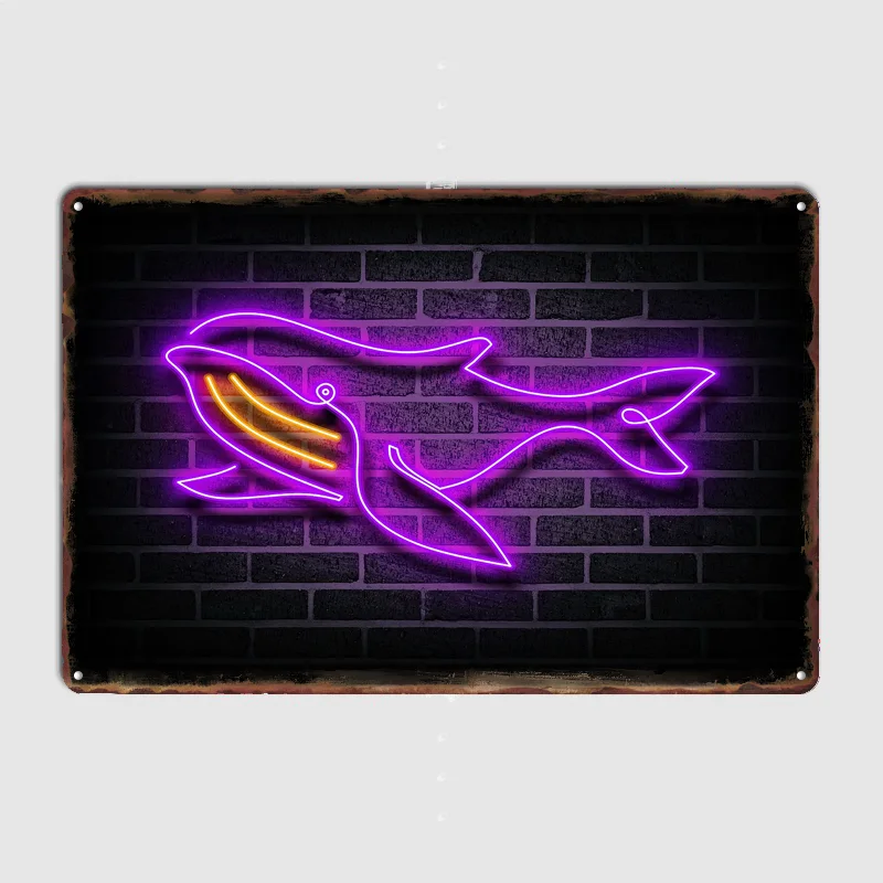 

Whale Neon Vintage Poster Metal Sign Custom Bedroom Decoration Room Decor Home Decor Posters Indoor Wall Decoration