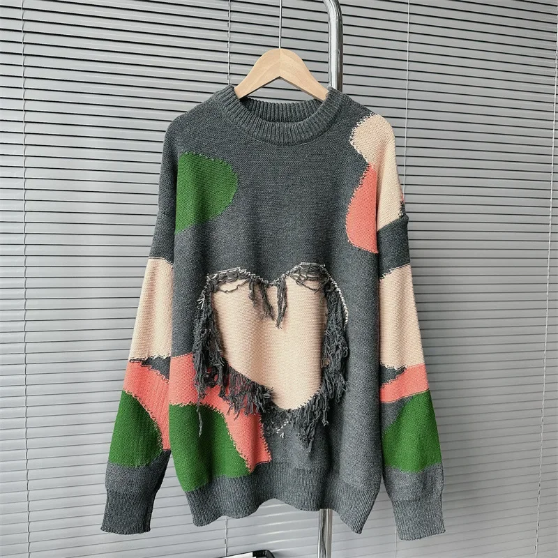 

Pullovers Oversized Sweater Casual Knitted Sweater New Sweater for Women Korean Edition with Irregular Fringe Design Loose Tops