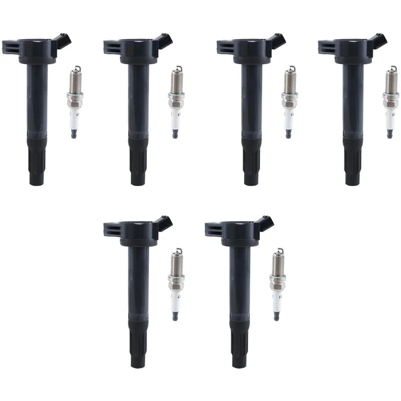 UF487 Set Terdiri dari 6 Kumparan Pengapian & Busi untuk Toyota 4Runner 3.5L V6 Lexus GX460 Highlander L4 2.7L Bagian LF6RAIX-11