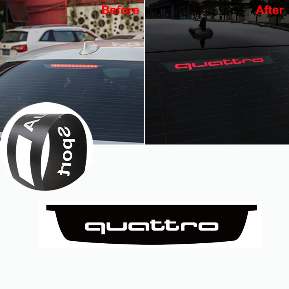 PVC Brake Light Decoração Adesivo, Car Styling Auto Body Stickers, Acessórios Externos, Audi Sport Quattro Sline RS