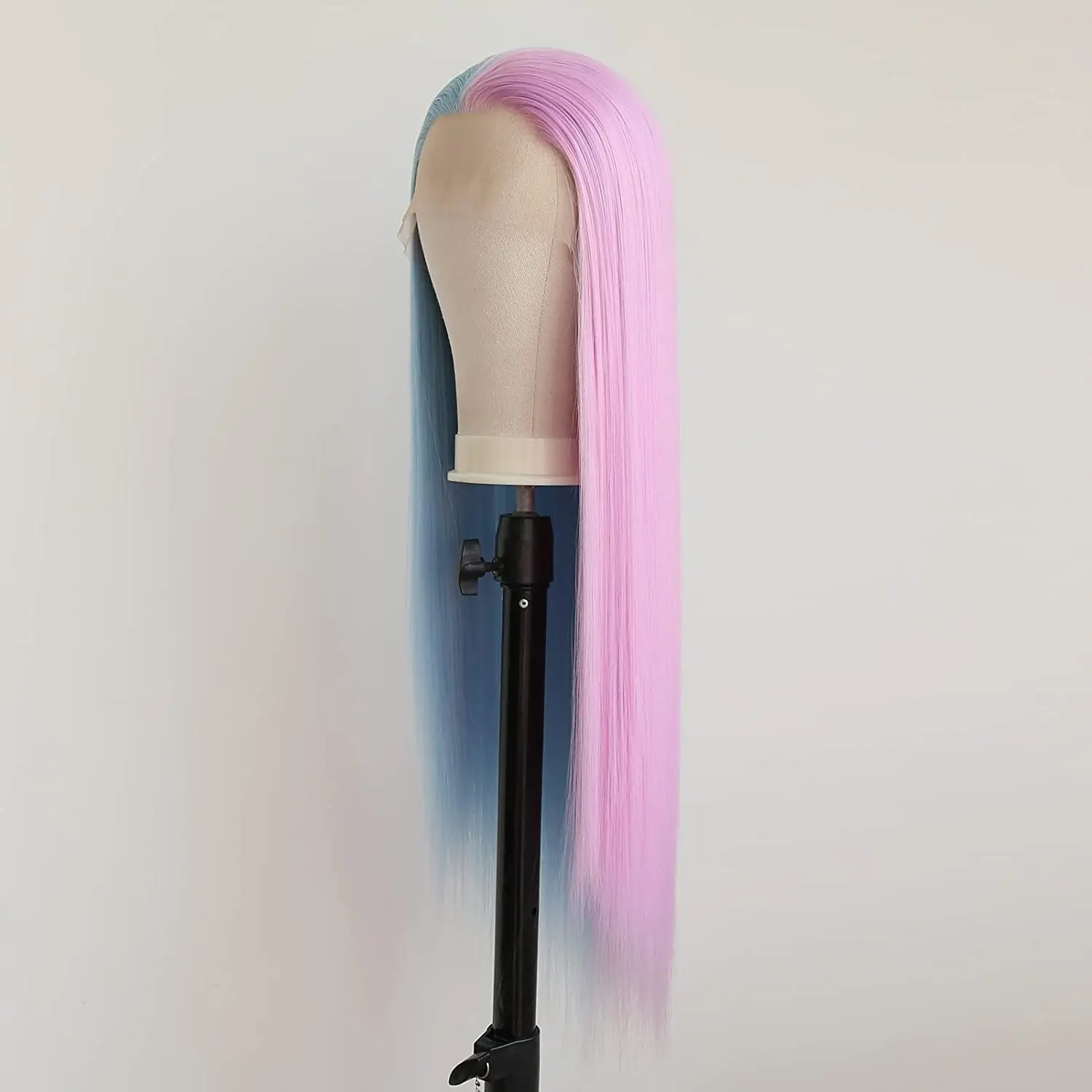 

Синтетические полурозовые полусиние парики фронта шнурка Длинный шелковистый прямой парик Термостойкое волокно Синтетические полупарики Средняя часть