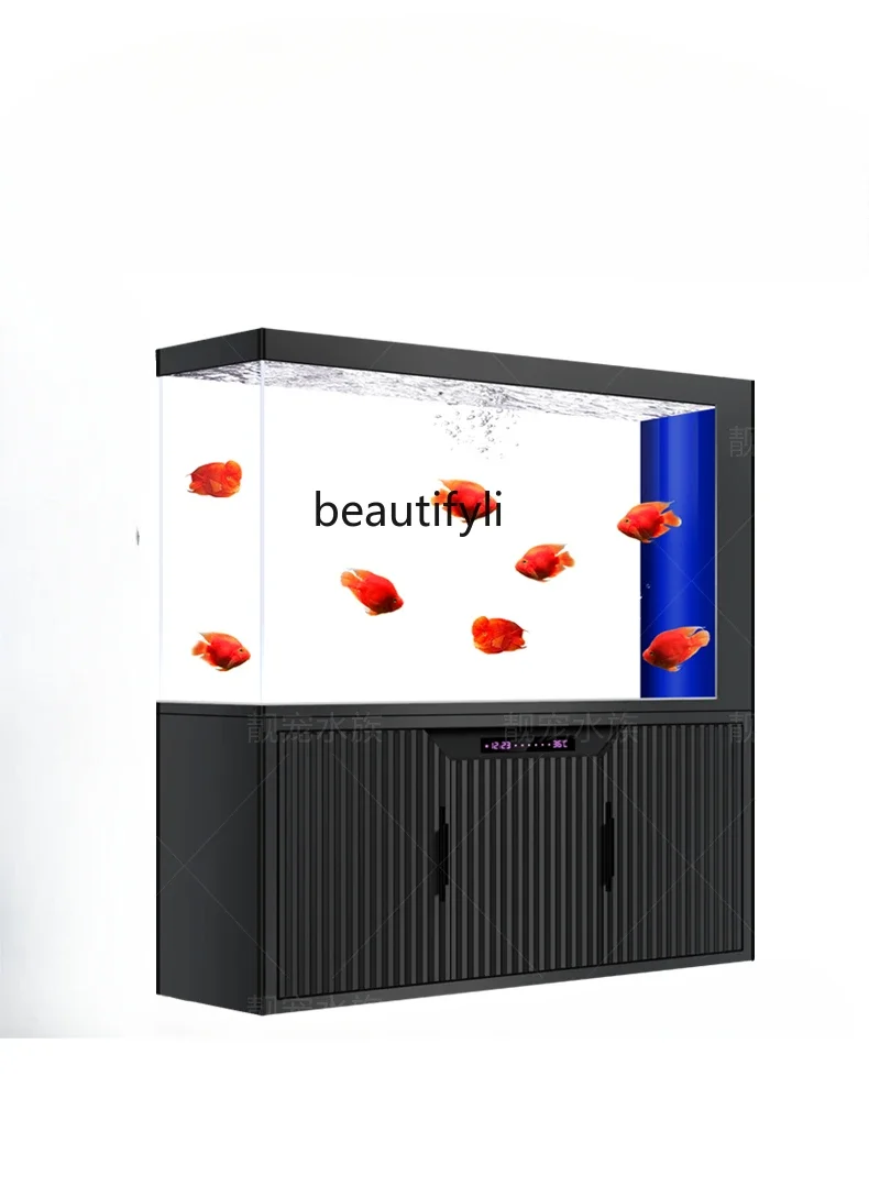 

Beautiful pet light luxury smart fish tank aquarium living room screen partition bottom circulation water-free dragon fish tank5