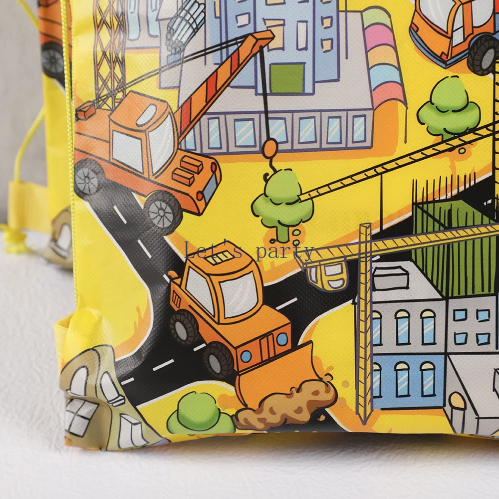 Sac à dos de rangement de véhicule d'ingénierie pour enfants, construction de dessin animé, proximité wstring, faveurs de fête d'anniversaire, cadeau de retour à l'école, 4 pièces