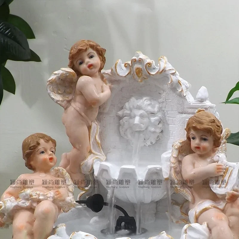 European small desktop water humidifier Cupid angel handicrafts indoor home decoration resin ornament