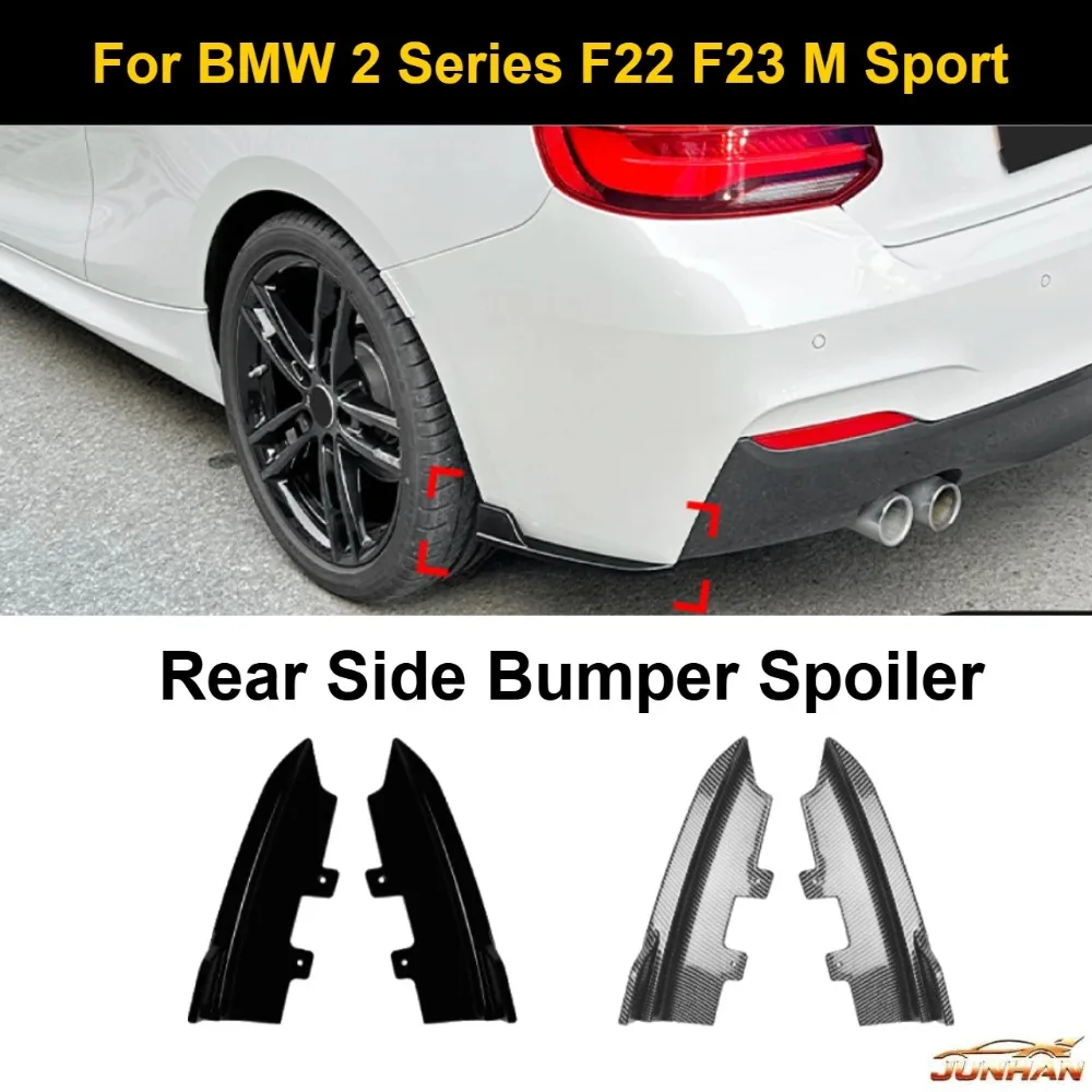 2Pcs Rear Side Bumper Spoiler Protector ABS Body Kits Tuning Gloss Black/Carbon Look For BMW 2 Series F22 F23 M Sport 2015-2019 view 6