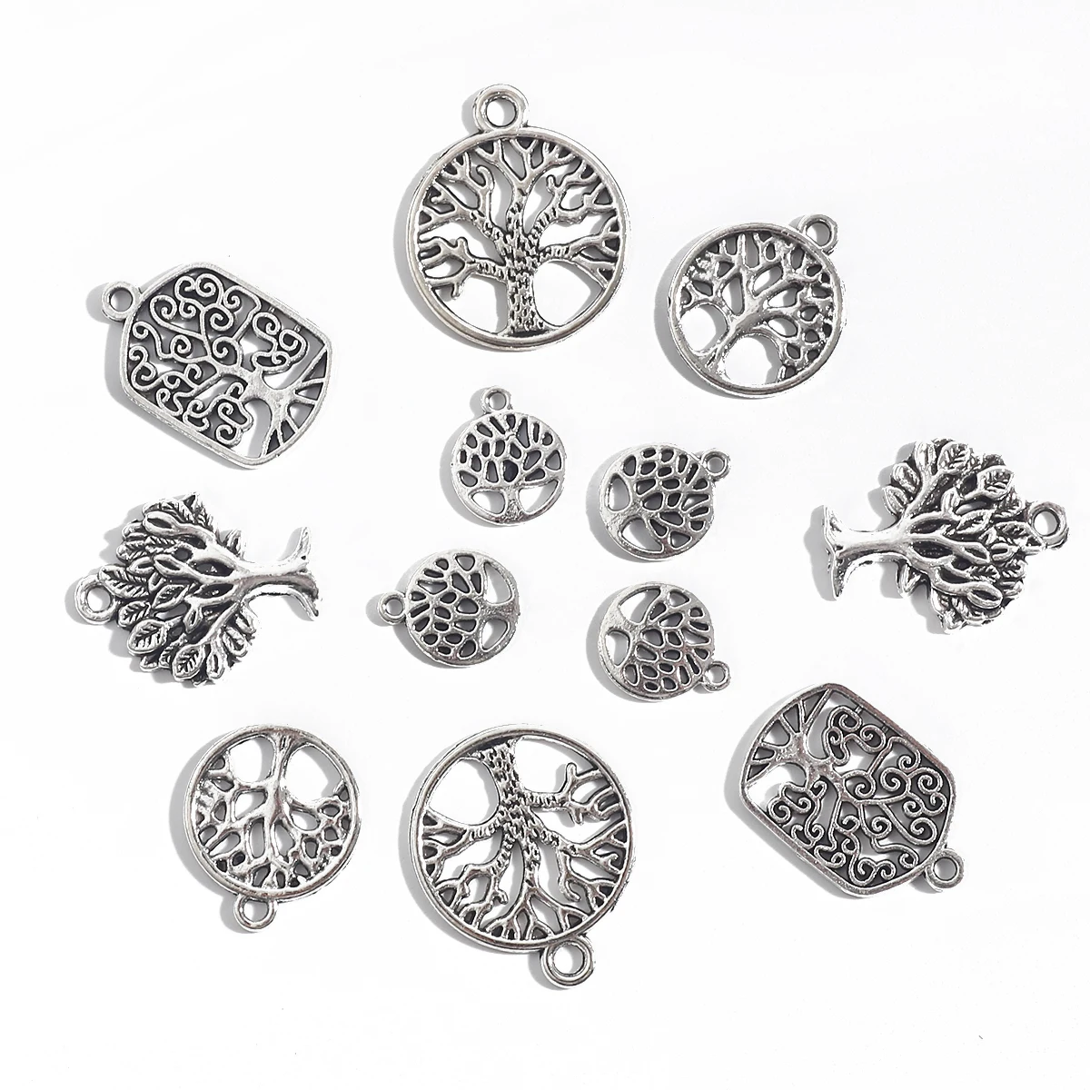Antique Silver Plated Connectors Beads Hollow Branches Leaves Bead For DIY Earrings Bracelet Necklace Pendants Jewelry Making - view 6
