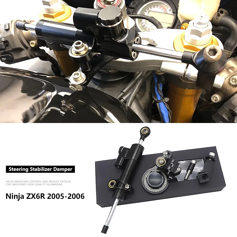 

For Kawasaki Ninja ZX6R ZX-6R CNC Steering Damper Stabilizer Bracket Set Saftety Control 2005 2006 Motorcycle Part Accessories