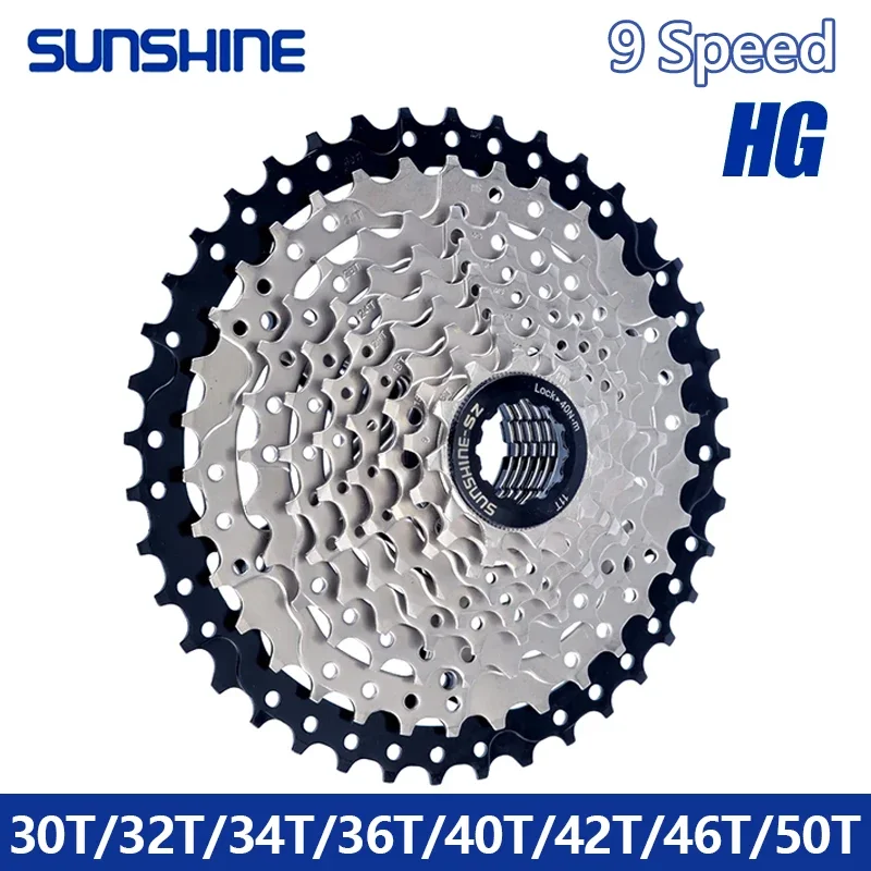 SUNSHINE Bicycle Cassette 9 Speed 30T 32T 34T 36T 40T 42T 46T 50T 9 Stage MTB Sprocket K7 9v for SHIMANO/SRAM HG Freewheel