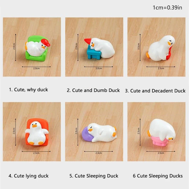 6 estilos/conjunto de resina mini pato branco ornamentos de carro decoração de mesa para casa micro paisagem estatuetas de jardim pato minúsculo acessórios diy