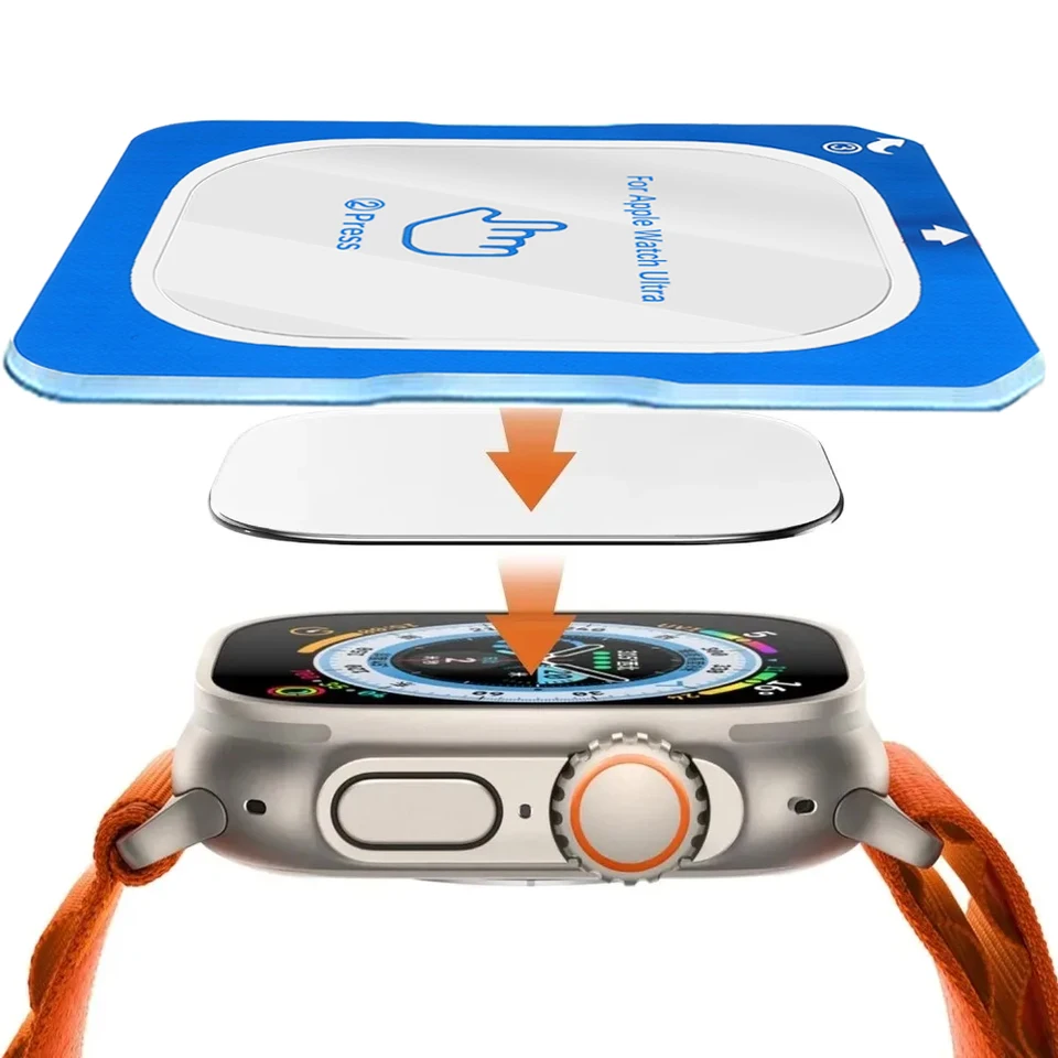 Película de Vidrio Templado Pegado Rápido para Apple Watch Ultra 3/2/1 49mm Fácil de Instalar Película Protectora de Pantalla de Vidrio Ultra 3-2-1 49mm 2