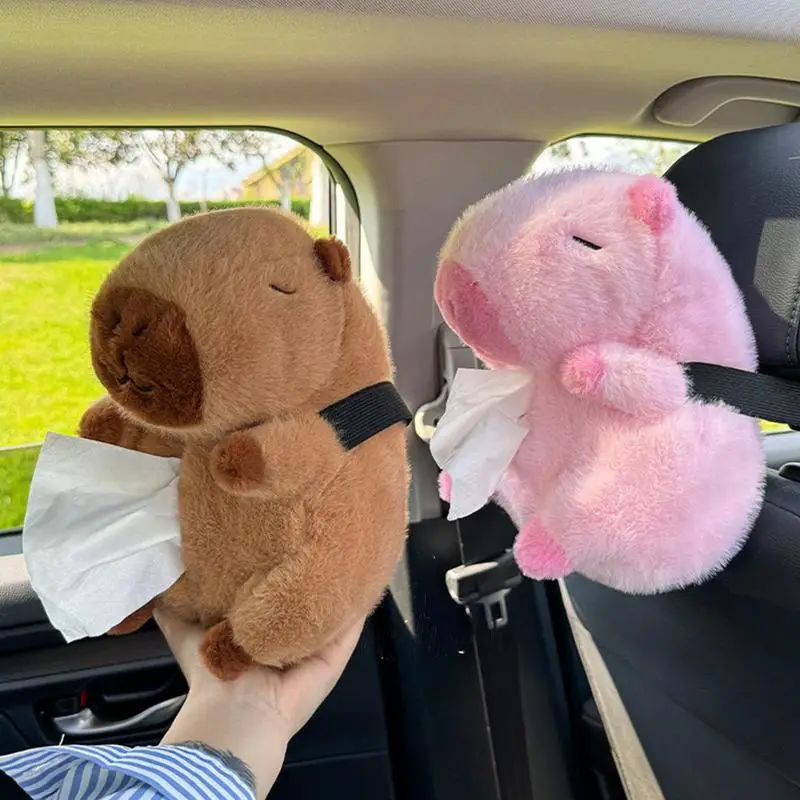 Car Tissue Dispenser Decorative Capybara Backseat Tissue Holder auto Wipes Dispenser Center Console Armrest Napkin Box for Cars