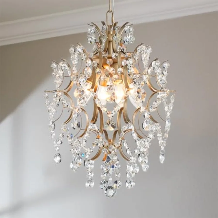 

Crystal Chandeliers, Modern Style Pendant Light Fixture with 1-E26-Light Socket, Perfect for Living Space, D13 x H16, Adjustabl