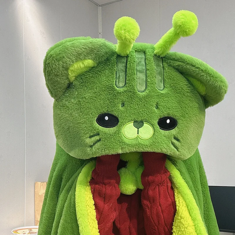 Thick Plush Alien Cat Scarf Cartoon Capybara Home Wearable Soft Toy Blanket Best Friend Gift Cosplay Convention Party Accessory