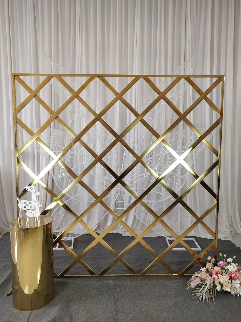 Modern Stage Background Decoration Grid Design Stainless Steel Events Wedding