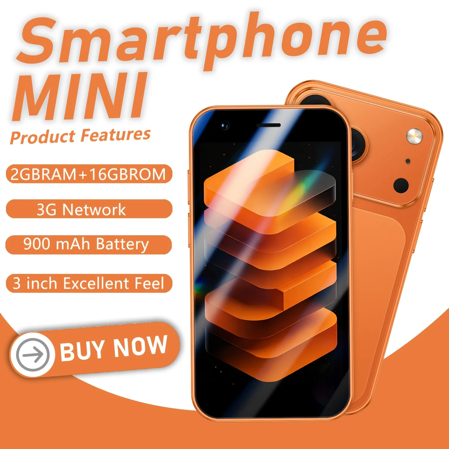Mini Smartphone, 2GB+16GB, Smart Phone, 3.0'' HD Touch Screen, Unlocked Smartphone, 3G Network, Dual SIM, Mini Phone, Cellphones