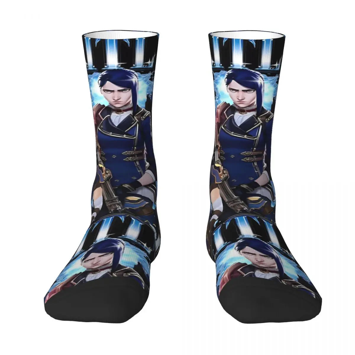 Caitlyn Arcane Socks Autumn League of Legends Anime Stockings Casual Couple Breathable Socks Printed Skateboard Non Slip Socks