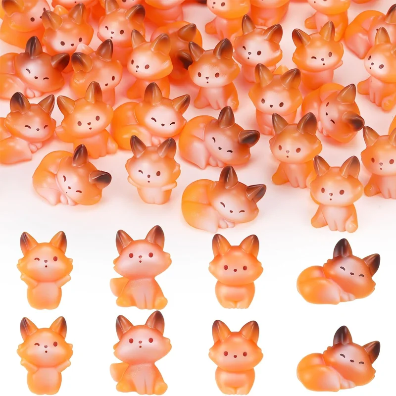 5/10pcs Mini Resin Fox Figures Bulk Woodland Miniatures Animal Figurines for Home Indoor Craft Micro Landscape DIY Decoration