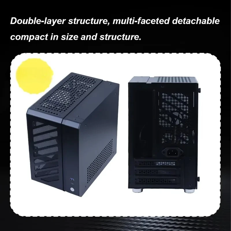 C24 Sugar Cube Air&TypeC Version Portable Mini Desktop Chassis Little Horizon ITX Computer Case With Tempered Glass PC view 3