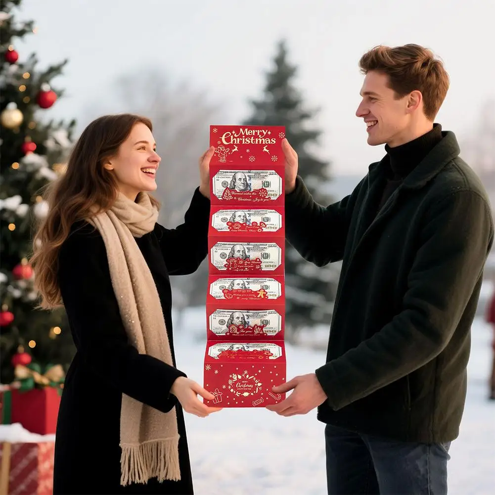 حامل أموال عيد الميلاد أو حامل بطاقة الهدايا مع 6 فتحات مفاجأة حامل بطاقة هدايا عيد الميلاد للشيكات النقدية مغلفات المال المفاجئة