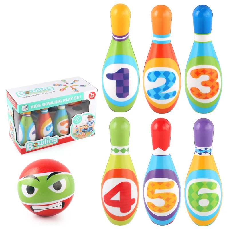 어린이 볼링 장난감 스포츠 레저 전통적인 솔리드 PU 코튼 볼링 세트 어린이 선물을위한 부모-자식 대화 형 스포츠 공