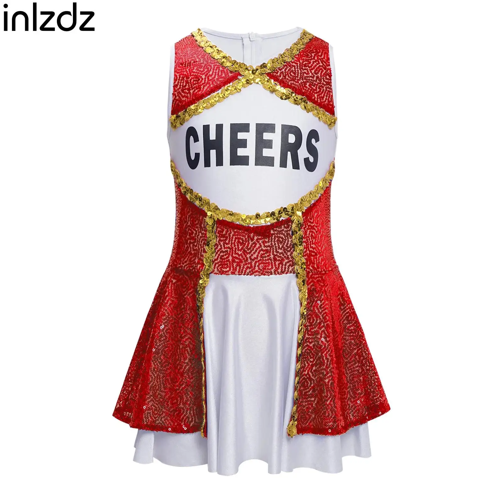 

Girls Cheerleading Uniform Halloween Themed Party Costume Sparkly Sequins Dance Dress Stage Performance Birthday Party Dancewear