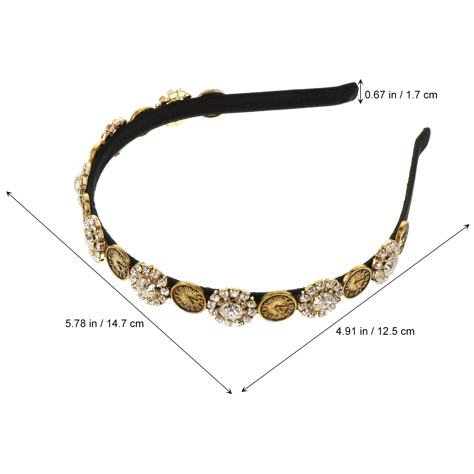 

Rhinestone Headband Vintage Alloy Hairband Bridal Wedding Party Headdress Baroque Style Elegant Lightweight Sparkly Crown