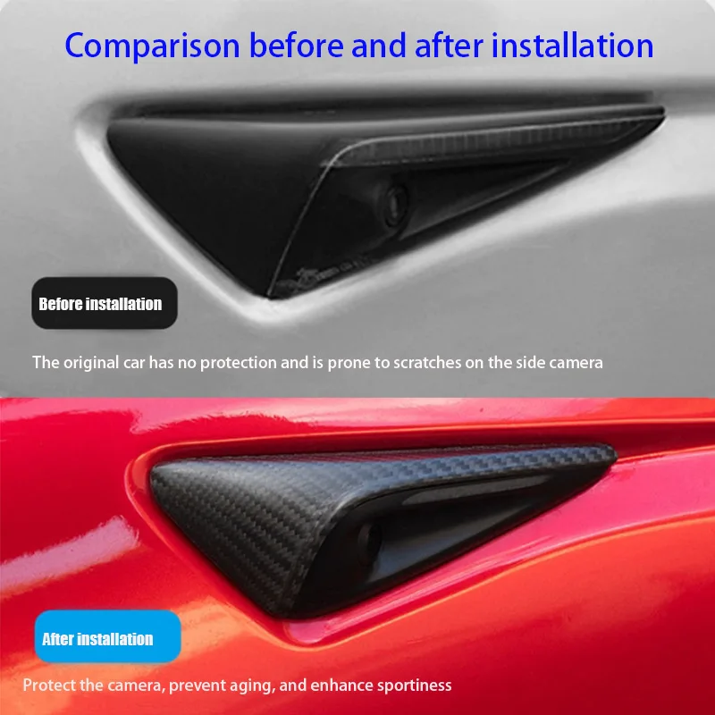 Real Carbon Fiber Side Camera Cover For Tesla Model 3+ Highland 2024 Turn Signal Trim Cover Exterior Accessories