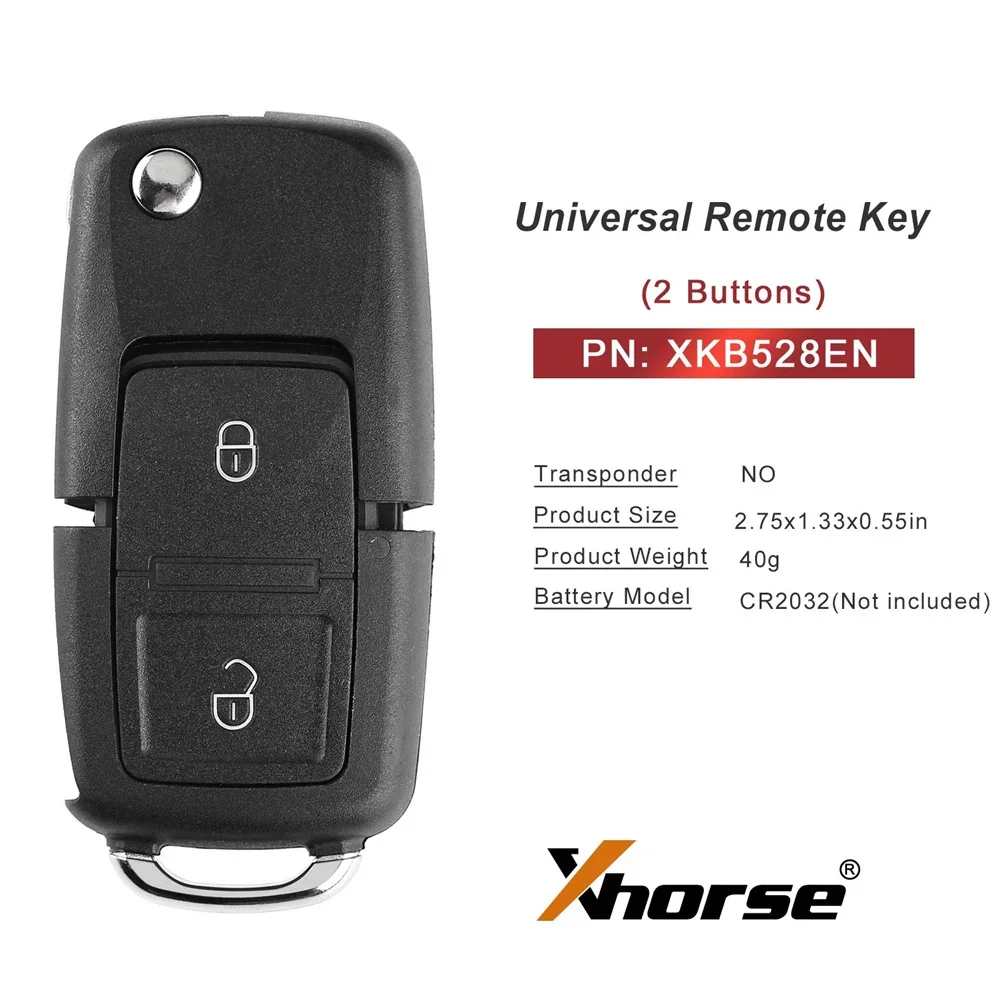 Xhorse XKB528EN Universal Wire Remote Key 2 Buttons for VW B5 Style Second Generation of XKB508EN Car Remote Key for VVDI TOOL