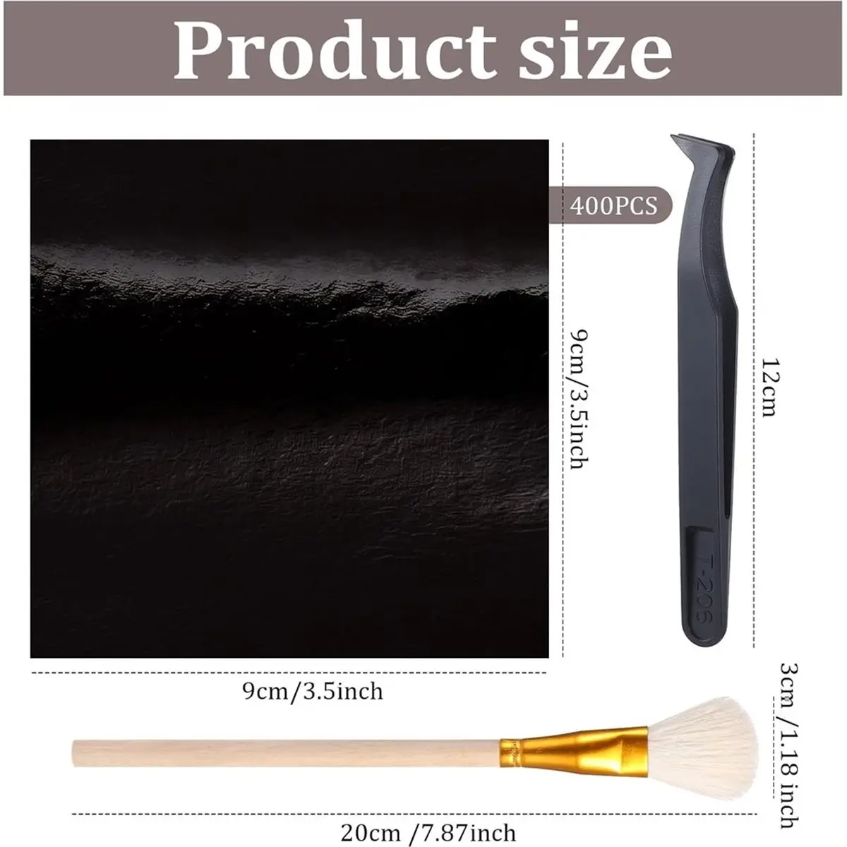 400 Pcs Imitation GoldLeaf Sheet,for Art Silver Foil Sheet Set with Brush and Nipper for Painting Gilding Picture A