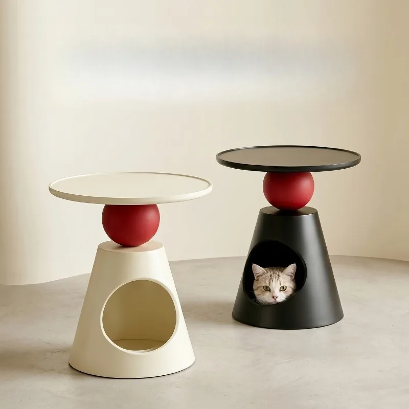 Minimalist Creative Coffee Table Cat House Stylish Small Space Pet Nest Human Pet Co-living Art Side Table  cat bed