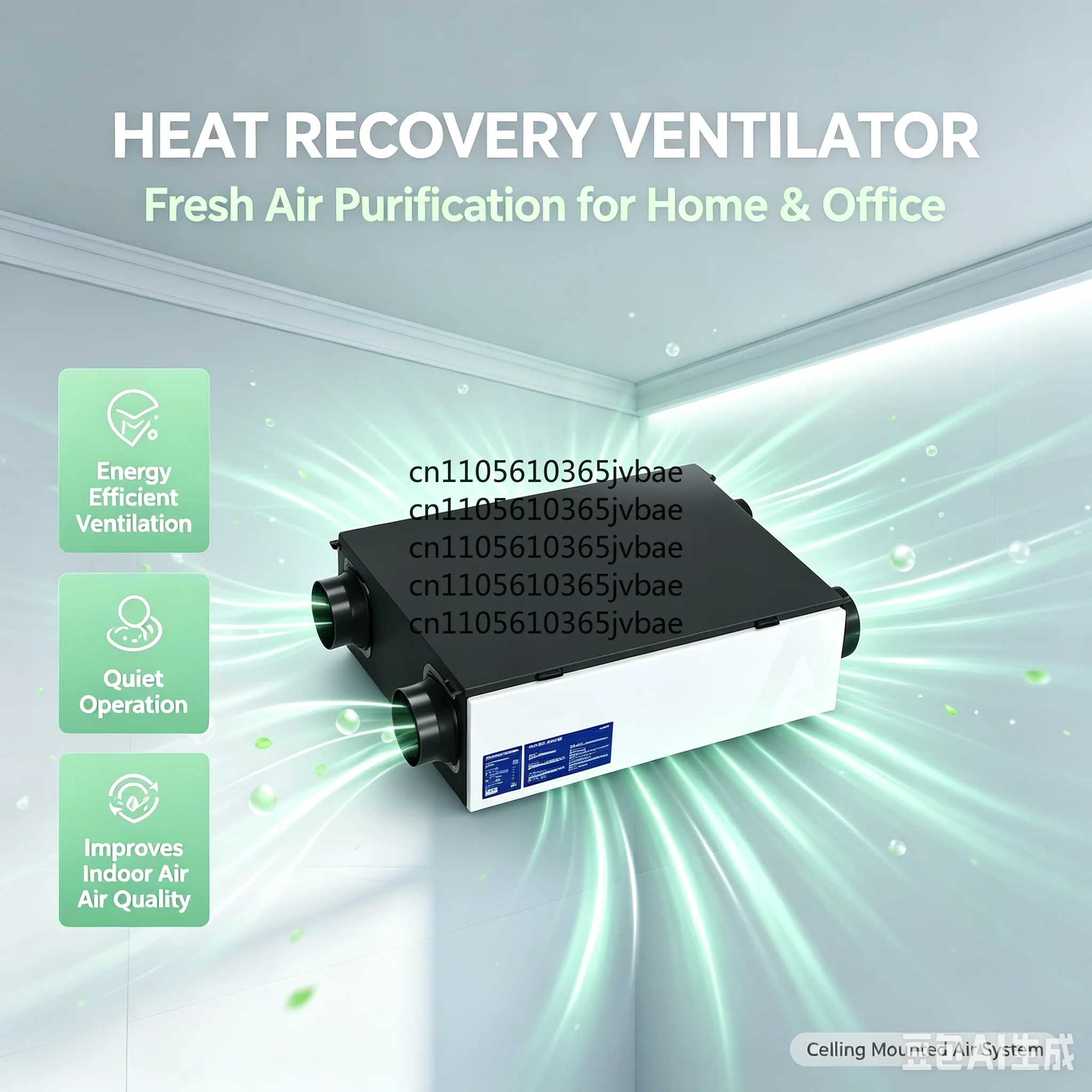 Energy Saving and Air Purification Ceiling Fresh Air System, Heat and Cold Recovery