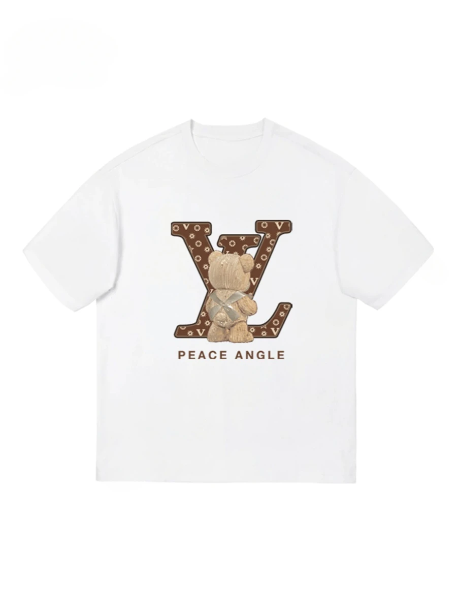 25 Years Bear High Street Tide Brand Loose Fat T-shirt American Short Sleeve Men and Women Pure Cotton Men and Women