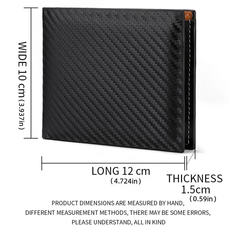 New Carbon Fiber Short Wallet Men\'s Card Bag Integrated Zipper Change Bag Holder Business Men\'s Short Wallet carteras para mujer