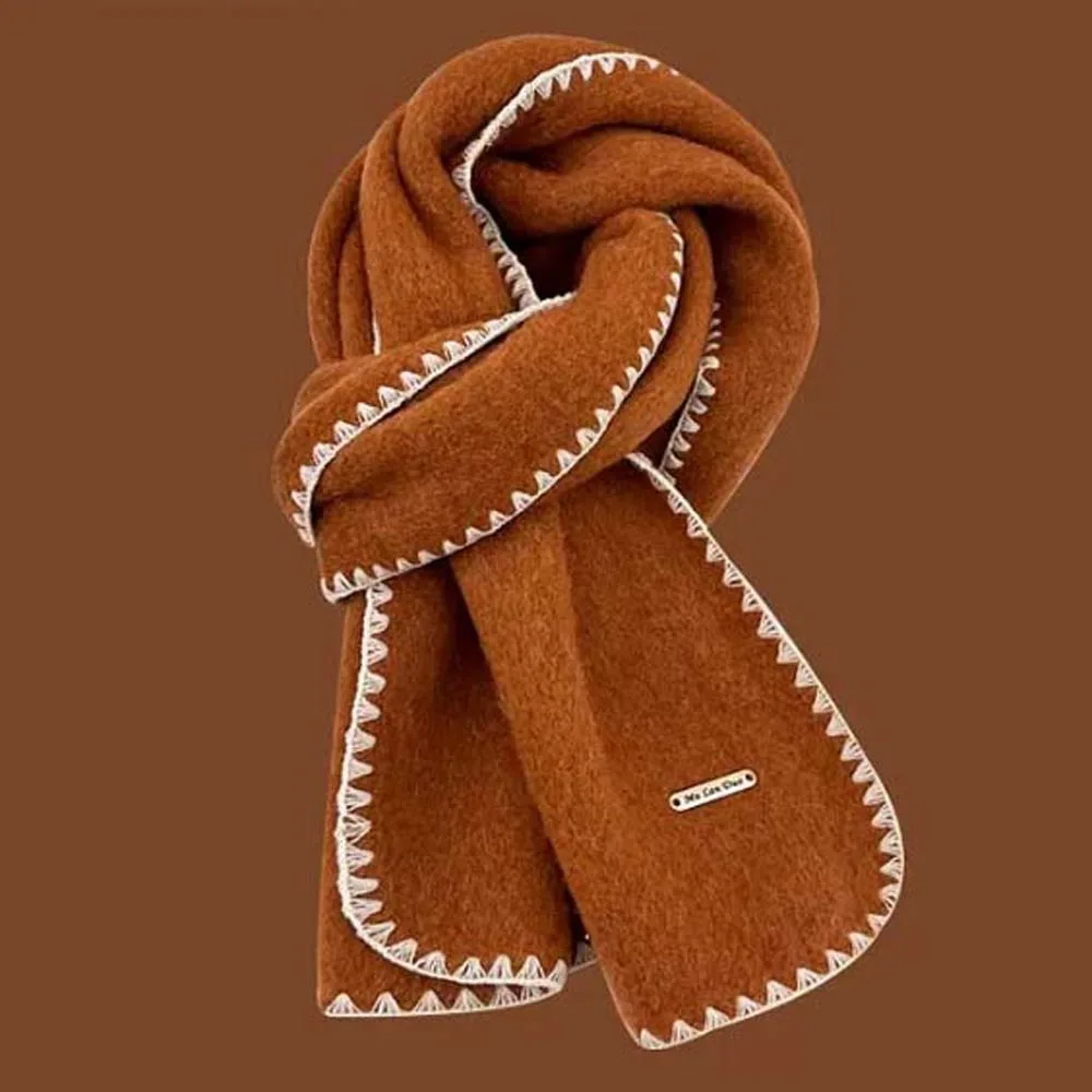 

Gifts Polyester Lock Edge Winter Scarf Solid Color Classic Long Thickened Neckscarf French Style Soft Women Warmer Scarf Men
