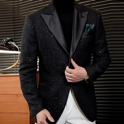 Blazer Men 2024 Fall British Men Blazers Casual Jacket Wedding Business Dress Coat Social Jaquetas Homens Terno Tuxedo Costume