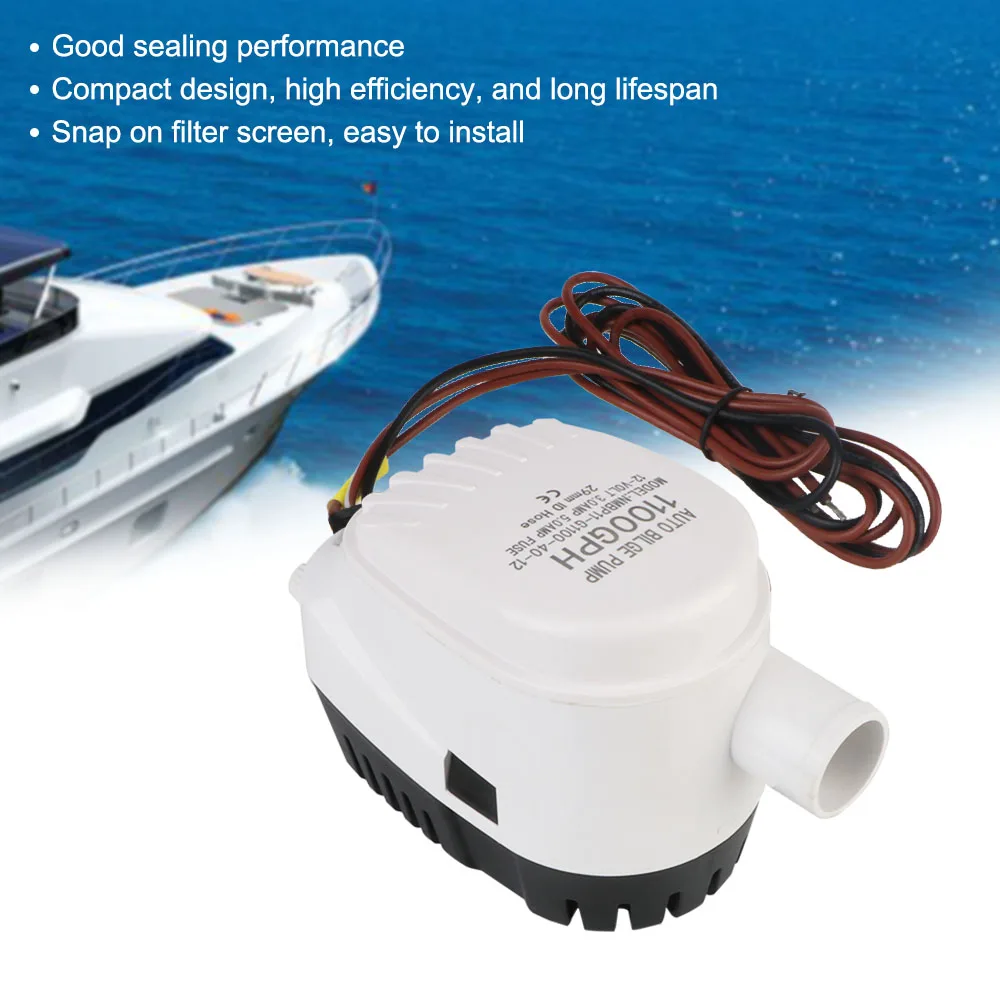 Auto with Fuse Yacht Boat DC 12V/24V Submersible Water Electric Pump Motor Seaplane Automatic Boat Bilge Pump 1100GPH Volt Small