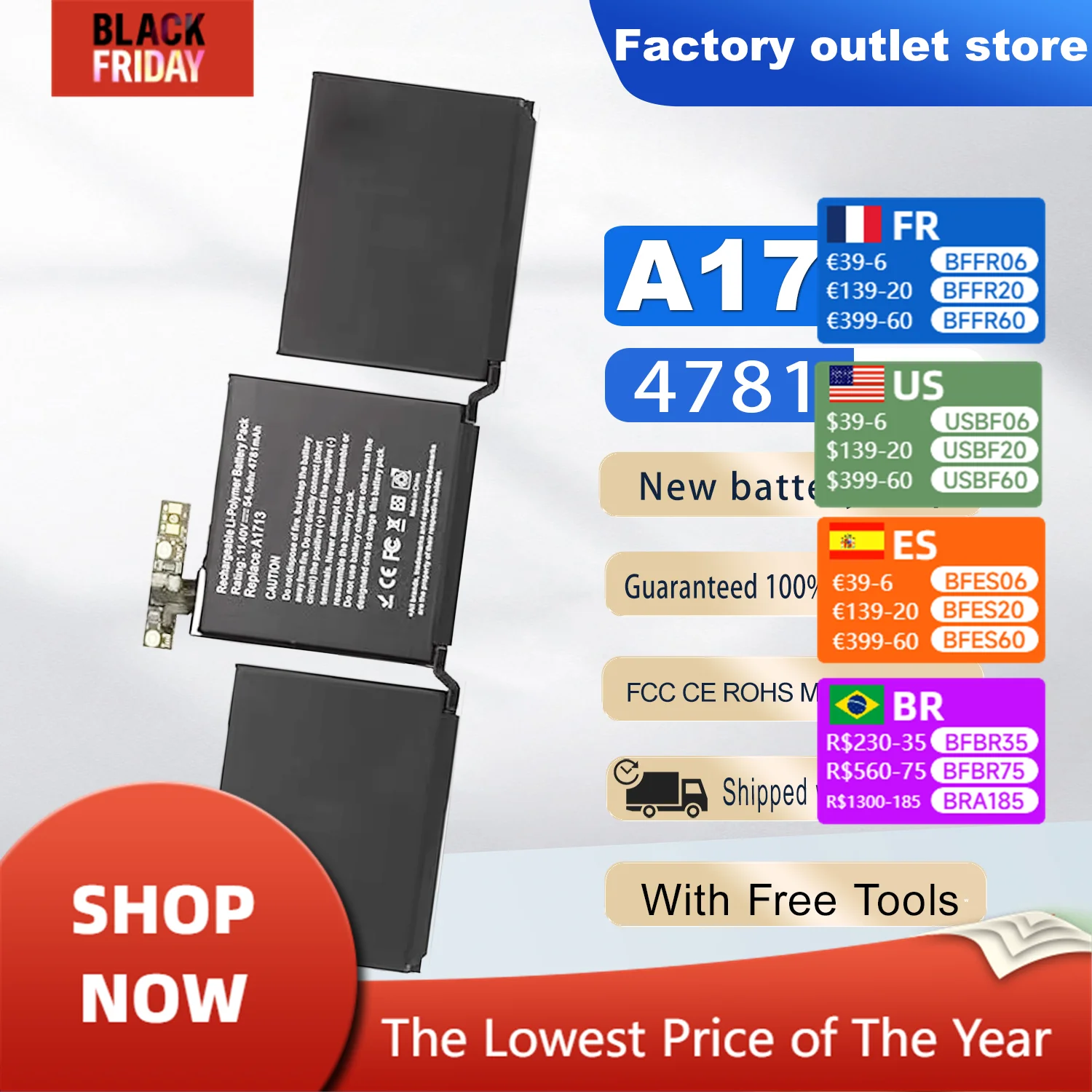 DXT New A1713 Laptop Battery For Apple MacBook Pro 13