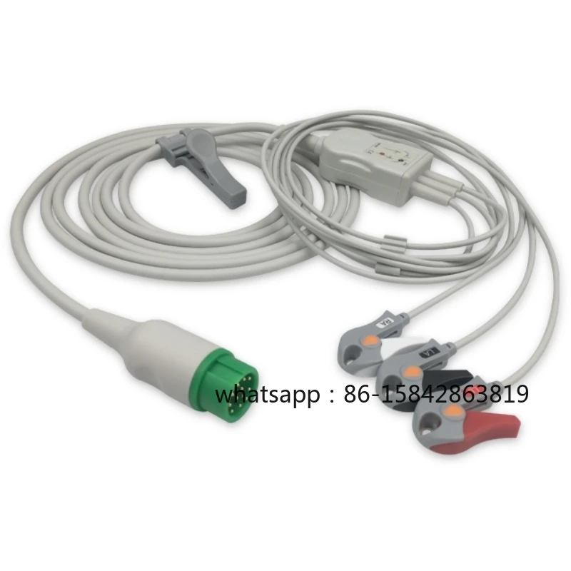 Mindray Datascope 12 Pins ECG Cable 3/5 Leads Snap Ends EA6251B/ EA6231B Compatible for IPM, IMEC, UMEC, Defibrillator