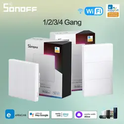 SONOFF-Interruptor de pared inteligente T5 TX Ultimate, acceso táctil completo, borde de luz LED, Control remoto EWeLink multisensorial a través de Alexa y Google