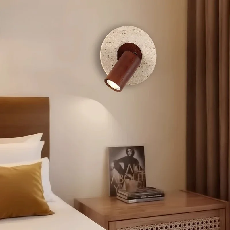 

Wall Lamp Bedroom Antique French Cave Stone Reading Lamp American Retro Wabi Sabi Style Minimalist Wall New Bedside Lamp