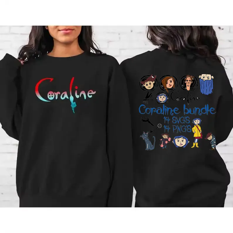 Coraline Spooky Movie Halloween Halloween Sweatshirt Coraline Movie Vintage Tee Gifts Streetwear Women Sweatshirts Clothes