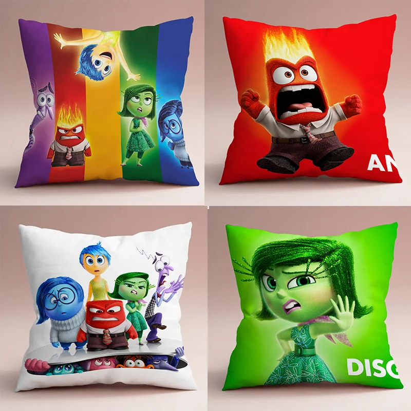 

Inside Out 2 Pillowcase 45*45CM Plush Anti-Slip Cushion Kawaii Cartoon Anime Decoration Kids Birthday Gifts for Boys Girls