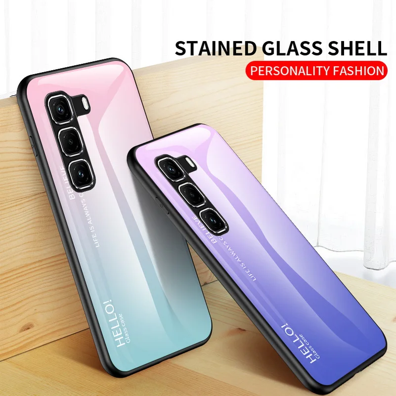 Gradient Tempered Glass Protect Case for Infinix Hot 50 Pro + 50 40 Pro 40i 30i GT 20 Pro Infinix Note 40 Pro 30 Glossy Cover