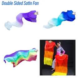 1PC 150cm Length NEW Hot Sell Extra Long Floating Head Double Side Satin Fan Dancer Practice Long Imitation Props Silk Fans