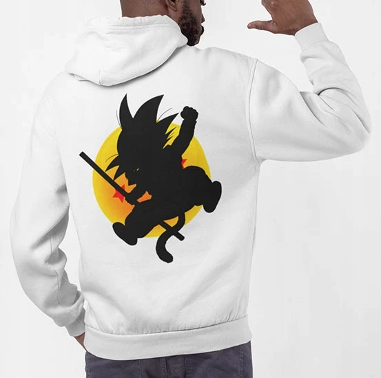 

Толстовка с капюшоном Dragon Ball для мужчин и детей Goku Power Pole с принтом, хлопковая уличная одежда, пуловер свободного покроя, унисекс, аниме, силуэт, дизайн, желтый шар